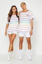 Boohoo Pride Loose Fit Stripe T-shirt With Embroidery