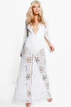 Boohoo Boutique Aiyla Premium Lace Trim Maxi Dress Ivory