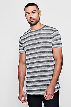 Boohoo Knitted Double Stripe Longline Curved Hem T-shirt
