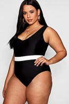 Boohoo Plus Kat High Rise Elastic Waist Band Swimsuit