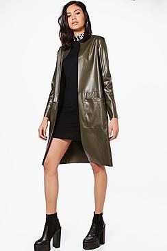 Boohoo Jenna Vegan Leather Edge To Edge Jacket