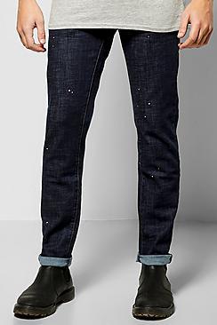 Boohoo Slim Fit Paint Splatter Jeans
