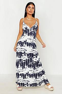 Boohoo Petite Strappy Tie Dye Maxi Dress