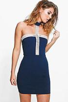 Boohoo Jana Crochet Trim Choker Bodycon Dress