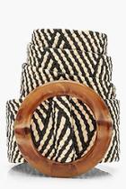 Boohoo Aztec Raffia Straw Waist Belt