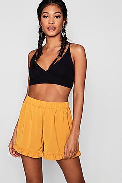 Boohoo Ruffle Hem Woven Shorts