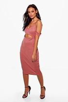 Boohoo Cornelia Cold Shoulder Split Midi Dress