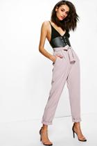 Boohoo Adana Tie Waist Tailored Slim Fit Trouser Grey
