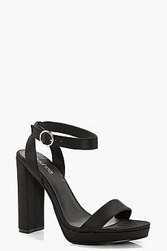 Boohoo Clara Satin Platform 2 Part Heels