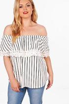 Boohoo Plus Laura Off The Shoulder Crochet Top