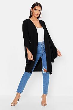 Boohoo Wrap Detail Lightweight Angel Sleeve Duster