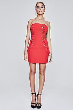 Boohoo Premium Hallie Bodycon Lace Up Dress