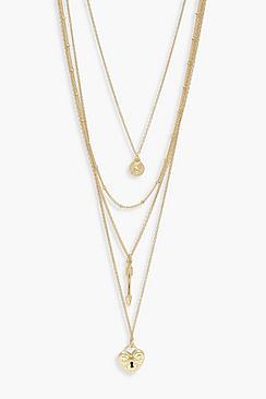 Boohoo Arrow & Locket Layered Necklace
