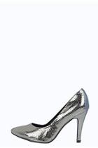 Boohoo Catherine Metallic Snake Court Heels