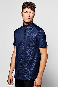 Boohoo Short Sleeve Camo Jacquard Shirt