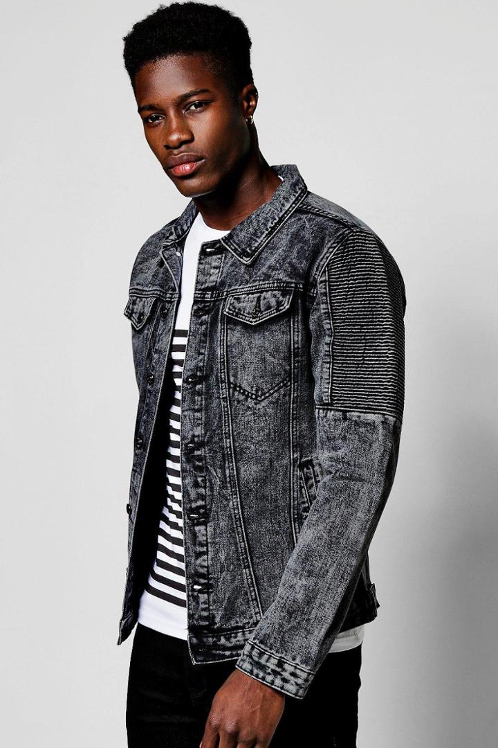 Boohoo Denim Biker Jacket Charcoal