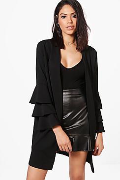 Boohoo Kerry Frill Sleeve Duster