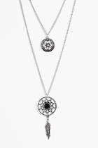 Boohoo Robyn Layered Dreamcatcher Necklace Silver