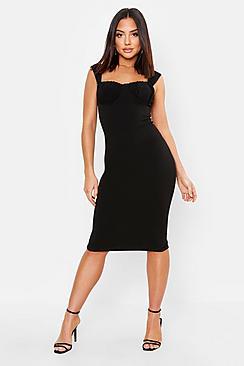 Boohoo Cupped Detail Midi Bodycon Dress
