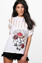 Boohoo Charlie Slashed Printed Band T-shirt