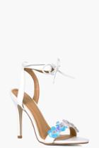 Boohoo Louise Flower Embellished Wrap Up Heel White