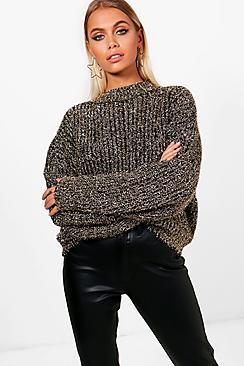 Boohoo Grace Tinsel Metallic Knit Jumper