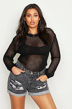 Boohoo Plus Crochet Oversized Knit Jumper