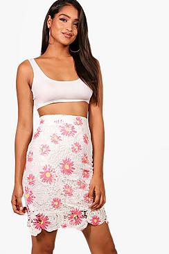 Boohoo Gia Printed Lace Skirt