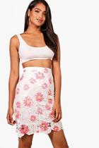 Boohoo Gia Printed Lace Skirt