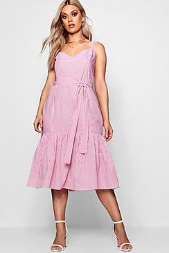 Boohoo Plus Tess Sweetheart Peplum Hem Midi Dress