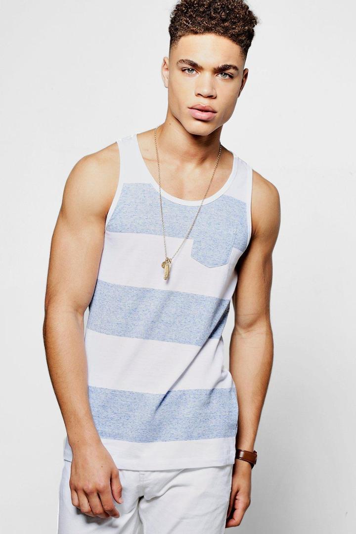 Boohoo Wide Stripe Tank Top Navy