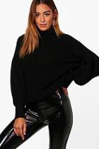 Boohoo Lucy Roll Neck Balloon Sleeve Knitted Jumper