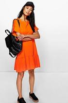 Boohoo Elyse Ruffle Hem T-shirt Dress