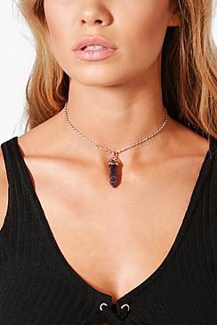 Boohoo Elizabeth Crystal Pendant Chain Choker