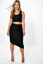Boohoo Plus Katey Asymmetric Skirt Black