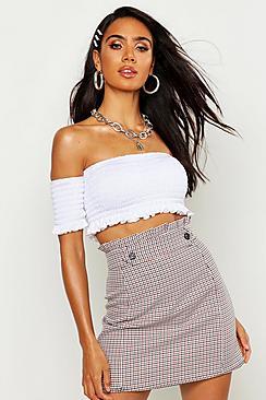 Boohoo Check Skirt With Placket Front