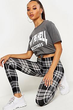 Boohoo Checked Brushed High Rise Legging