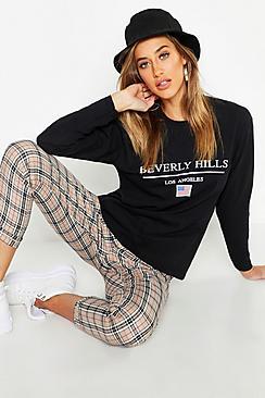 Boohoo Beverly Hills Slogan Long Sleeve T-shirt