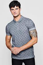 Boohoo Cotton Pique Washed Polo With Lightening Bolt Print