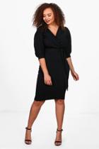 Boohoo Plus Taylor Off The Shoulder Wrap Midi Dress Black