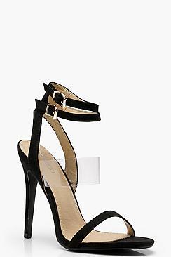 Boohoo Ella Clear Panel Double Buckle Sandals