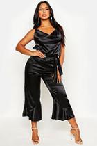 Boohoo Cowl Front Backless Satin Culotte Jumpsuit