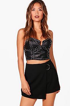 Boohoo Tania O Ring Detail Crepe Skort