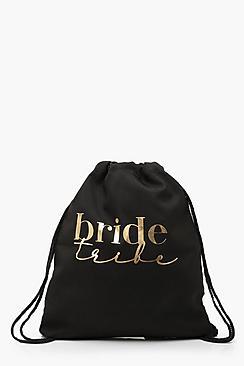 Boohoo Foil Print Bride Tribe Draw Cord Rucksack