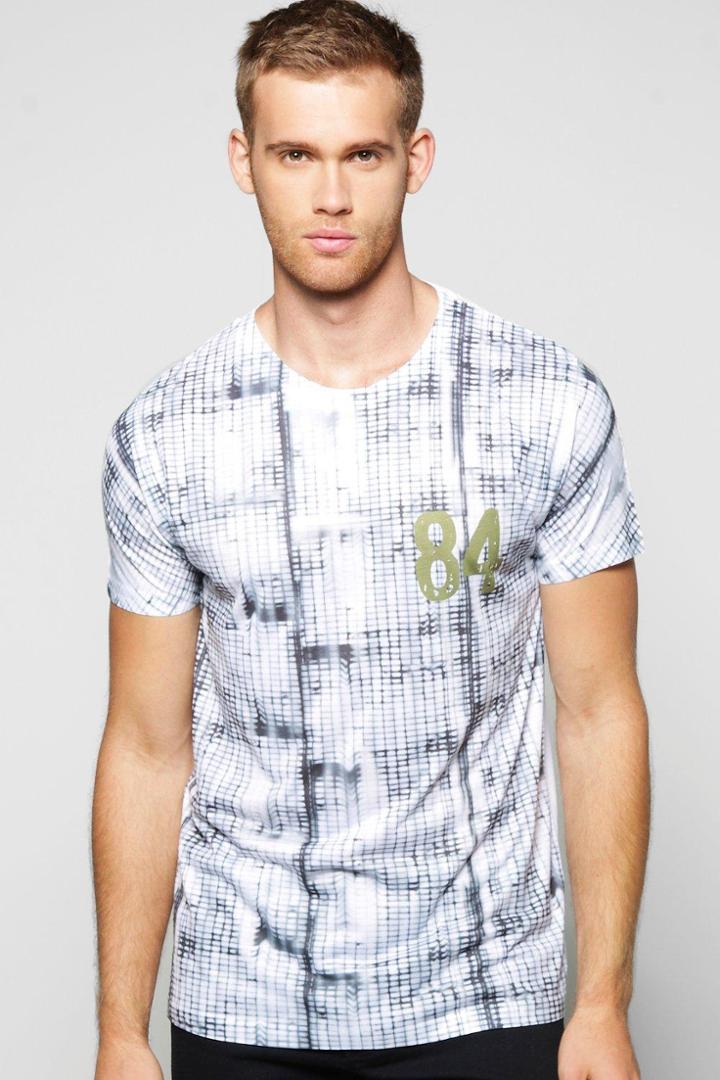 Boohoo Tie Dye Grid Sublimation T Shirt White