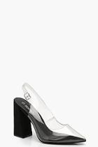 Boohoo Clear Block Heel Pointed Court Shoes