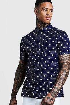 Boohoo Mixed Polka Dot Print Short Sleeve Shirt