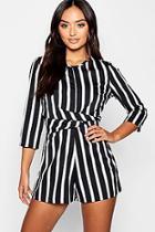 Boohoo Petite Stripped Twist Front Playsuit