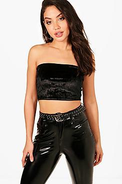 Boohoo Polly Crushed Velvet Bandeau