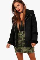 Boohoo Petite Evie Faux Fur Lined Suedette Coat